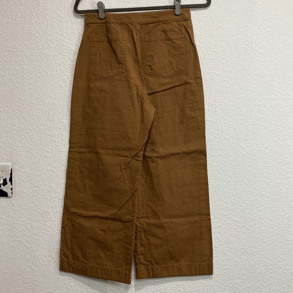 Together Segal The Faye Brown Textured Wide Leg Crop 100% Cotton Pants Sz S - Picture 4 of 6